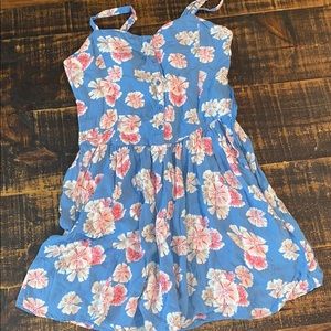 Blue dress with pink flowers